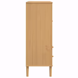 vidaXL Highboard Sideboard Cupboard SENJA Rattan Look White Solid Wood Pine - brown - Additional view 6