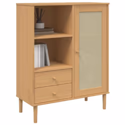 vidaXL Highboard Sideboard Storage Cupboard SENJA Rattan Look Solid Wood Pine - brown - Additional view 2
