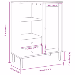 vidaXL Highboard Sideboard Storage Cupboard SENJA Rattan Look Solid Wood Pine - brown - Additional view 3