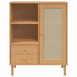 vidaXL Highboard Sideboard Storage Cupboard SENJA Rattan Look Solid Wood Pine - brown - Additional view 4