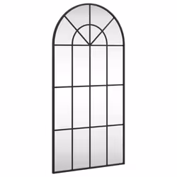 vidaXL Wall Mirror Hall Bedroom Makeup Mirror Hanging Mirror Black Arch Iron - 50 x 100 cm