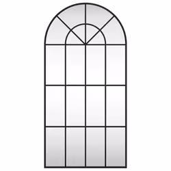 vidaXL Wall Mirror Hall Bedroom Makeup Mirror Hanging Mirror Black Arch Iron - 50 x 100 cm