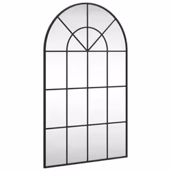 vidaXL Wall Mirror Hall Bedroom Makeup Mirror Hanging Mirror Black Arch Iron - 60 x 100 cm