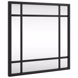 vidaXL Wall Mirror Hallway Makeup Mirror Hanging Mirror Black Rectangle Iron - 30 x 30 cm
