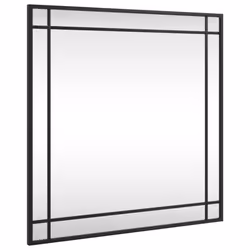 vidaXL Wall Mirror Hallway Makeup Mirror Hanging Mirror Black Rectangle Iron - 60 x 60 cm