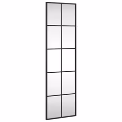 vidaXL Wall Mirror Hallway Makeup Mirror Hanging Mirror Black Rectangle Iron - 30 x 100 cm