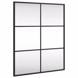 vidaXL Wall Mirror Hallway Makeup Mirror Hanging Mirror Black Rectangle Iron - 50 x 60 cm