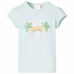 Kids' T-shirt Short Sleeves Children's T Shirt Tee Rainbow and Palm Print - mint, 92