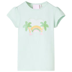 Kids' T-shirt Short Sleeves Children's T Shirt Tee Rainbow and Palm Print - mint, 92