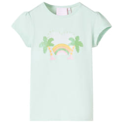 Kids' T-shirt Short Sleeves Children's T Shirt Tee Rainbow and Palm Print - mint, 116