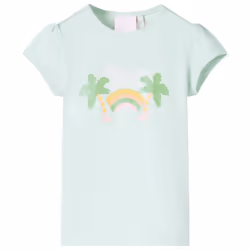 Kids' T-shirt Short Sleeves Children's T Shirt Tee Rainbow and Palm Print - mint, 128