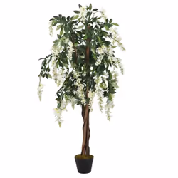 vidaXL Artificial Wisteria Tree Artificial Plant 840 Leaves Green and White - 200 cm