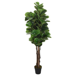 vidaXL Artificial Fiddle Leaf Fig Tree Artificial Fake Plant 96 Leaves Green - 80 cm