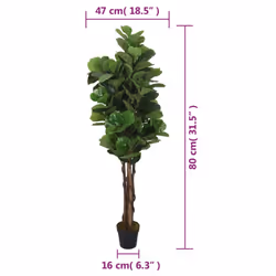 vidaXL Artificial Fiddle Leaf Fig Tree Artificial Fake Plant 96 Leaves Green - 80 cm