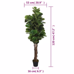 vidaXL Artificial Fiddle Leaf Fig Tree Artificial Fake Plant 96 Leaves Green - 120 cm