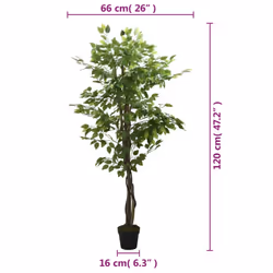vidaXL Artificial Ficus Tree Fake Plant Artificial Plant 756 Leaves Green - 120 cm