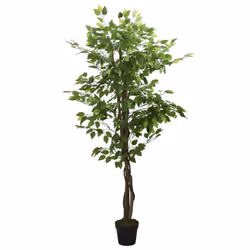 vidaXL Artificial Ficus Tree Fake Plant Artificial Plant 756 Leaves Green - 180 cm