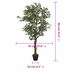 vidaXL Artificial Ficus Tree Fake Plant Artificial Plant 756 Leaves Green - 80 cm