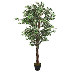 vidaXL Artificial Ficus Tree Fake Plant Artificial Plant 756 Leaves Green - 120 cm