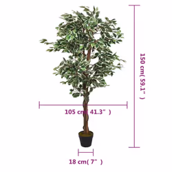 vidaXL Artificial Ficus Tree Fake Plant Artificial Plant 756 Leaves Green - 150 cm - Additional view 4