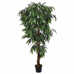 vidaXL Artificial Mango Tree Fake Plant Artificial Plant 900 Leaves Green - 120 cm