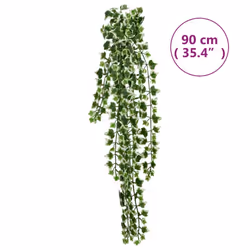 vidaXL Artificial Hanging Plants Fake Plant Artificial Plant 12 pcs 339 Leaves - green and white