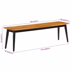 vidaXL Bench Hallway Bench Chair Dining Bench Seat Solid Wood Mango and Iron - Additional view 6