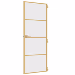 vidaXL Interior Door Slim Sliding Door Golden Tempered Glass and Aluminium - Additional view 4