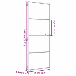 vidaXL Interior Door Slim Sliding Door Golden Tempered Glass and Aluminium - Additional view 8