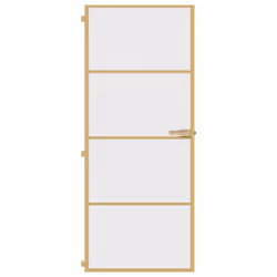 vidaXL Interior Door Slim Sliding Door Golden Tempered Glass and Aluminium - Additional view 2