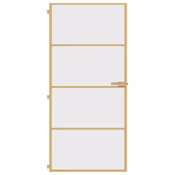 vidaXL Interior Door Slim Sliding Door Golden Tempered Glass and Aluminium - Additional view 2