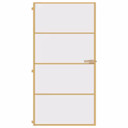 vidaXL Interior Door Slim Sliding Door Golden Tempered Glass and Aluminium - Additional view 2