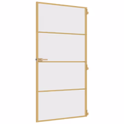 vidaXL Interior Door Slim Sliding Door Golden Tempered Glass and Aluminium - Additional view 4