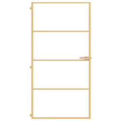 vidaXL Interior Door Slim Sliding Door Golden Tempered Glass and Aluminium - Additional view 2