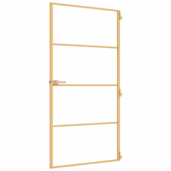 vidaXL Interior Door Slim Sliding Door Golden Tempered Glass and Aluminium - Additional view 4