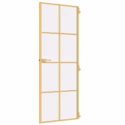 vidaXL Interior Door Slim Sliding Door Golden Tempered Glass and Aluminium - Additional view 4