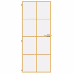 vidaXL Interior Door Slim Sliding Door Golden Tempered Glass and Aluminium - Additional view 2