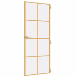 vidaXL Interior Door Slim Sliding Door Golden Tempered Glass and Aluminium - Additional view 4