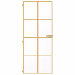 vidaXL Interior Door Slim Sliding Door Golden Tempered Glass and Aluminium - Additional view 2