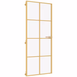 vidaXL Interior Door Slim Sliding Door Golden Tempered Glass and Aluminium - Additional view 2