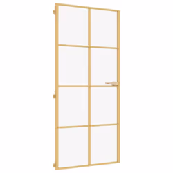 vidaXL Interior Door Slim Sliding Door Golden Tempered Glass and Aluminium - Additional view 3