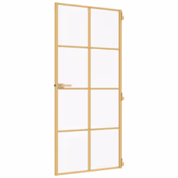 vidaXL Interior Door Slim Sliding Door Golden Tempered Glass and Aluminium - Additional view 5