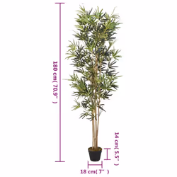 vidaXL Artificial Bamboo Tree Fake Plant Artificial Plant 828 Leaves Green - round, 180 cm