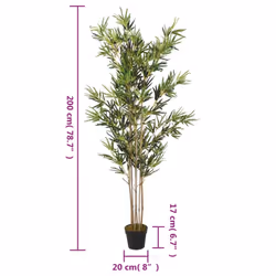vidaXL Artificial Bamboo Tree Fake Plant Artificial Plant 828 Leaves Green - round, 200 cm