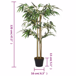 vidaXL Artificial Bamboo Tree Fake Plant Artificial Plant 988 Leaves Green - round, 120 cm