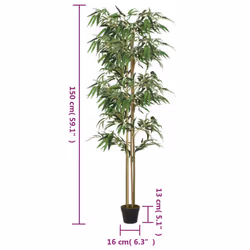 vidaXL Artificial Bamboo Tree Fake Plant Artificial Plant 988 Leaves Green - round, 150 cm