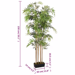vidaXL Artificial Bamboo Tree Fake Plant Artificial Plant 730 Leaves Green - rectangular, 150 cm - Additional view 4