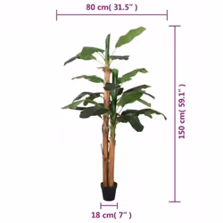 vidaXL Artificial Banana Tree Fake Plant Tree Artificial Plant 9 Leaves Green - 150 cm - Additional view 4