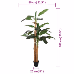 vidaXL Artificial Banana Tree Fake Plant Tree Artificial Plant 9 Leaves Green - 180 cm
