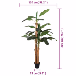 vidaXL Artificial Banana Tree Fake Plant Tree Artificial Plant 9 Leaves Green - 200 cm